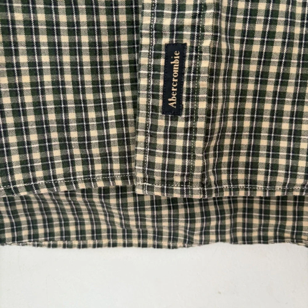 Abercrombie Fitch Men Plaid Short Sleeve Button Up Shirt Med‎ Fits XL Oversized